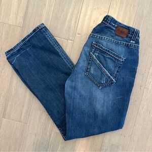 BKE Denim Derek Relaxed Bootcut Distressed Medium Wash Blue Jeans Size 34 R